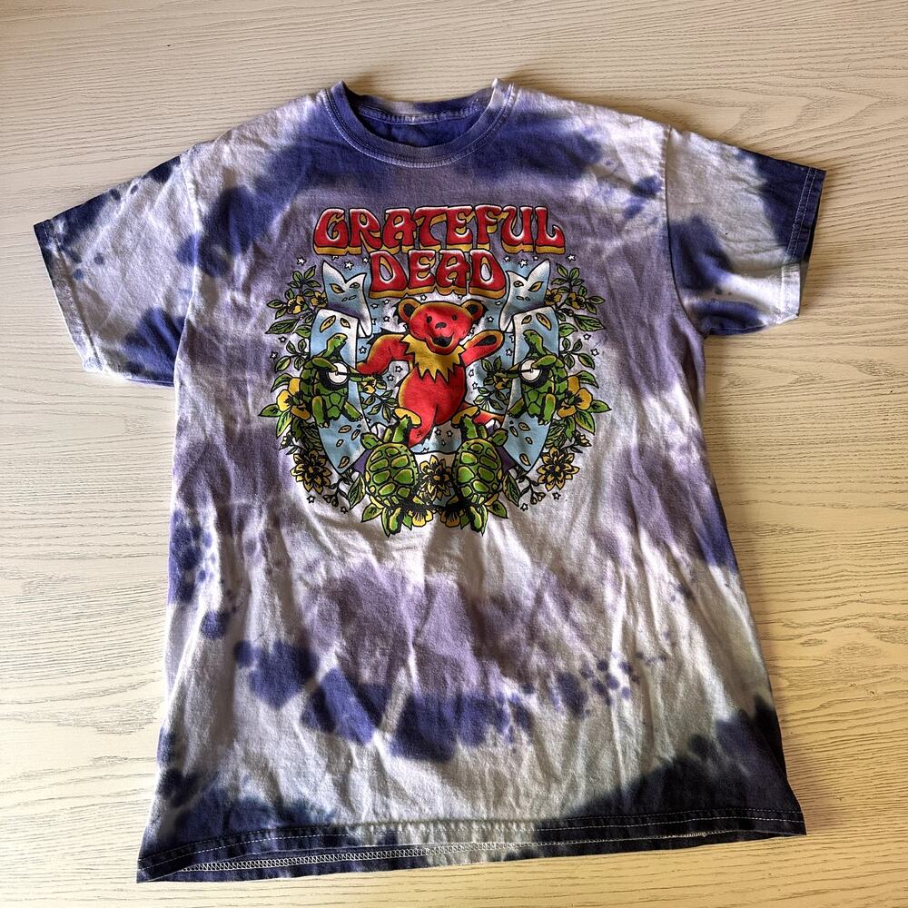 Grateful Dead Bear Purple White Tie Dye Shirt Size Medium